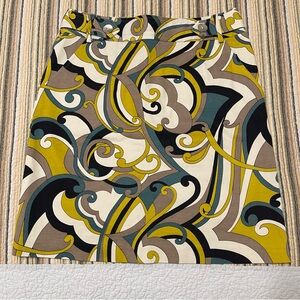 Elliott Lauren Women’s 8 Yellow and Black Swirl Mini Skirt Functional Pockets